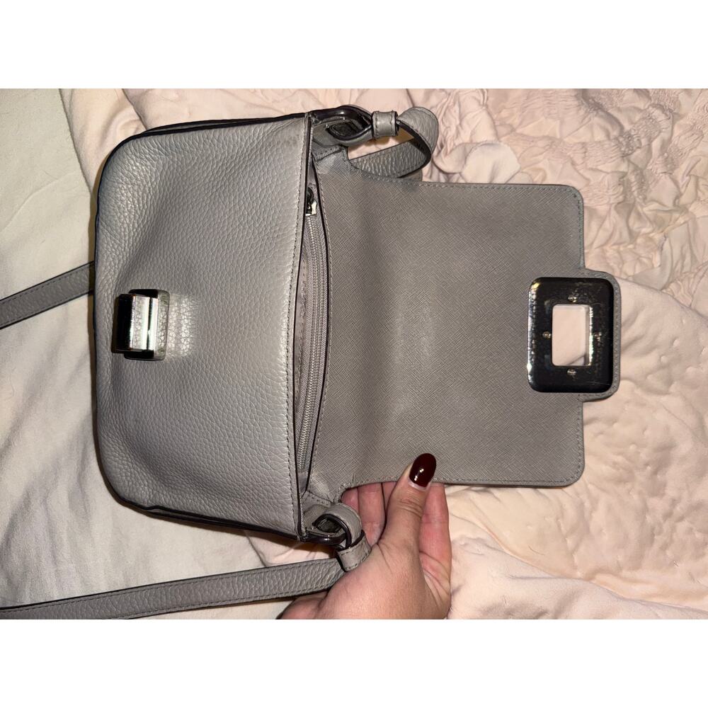 Michael Kors Lila Small Messenger Bag Crossbody Purse Steel Gray Pebbled Leather - Picture 11 of 16